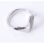 A diamond ring of wishbone design