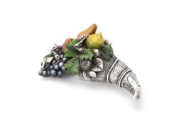 A silver and composition cornucopia of fruit by Camelot Silverware Ltd