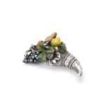 A silver and composition cornucopia of fruit by Camelot Silverware Ltd