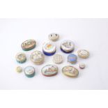 Fourteen English enamel boxes