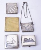 Four various silver coloured cigarette cases