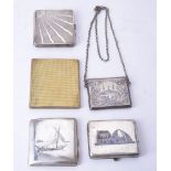 Four various silver coloured cigarette cases