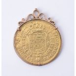An 1806 Spanish 8 escudos Carol coin