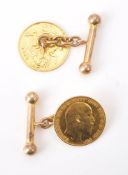 A pair of half sovereign cufflinks