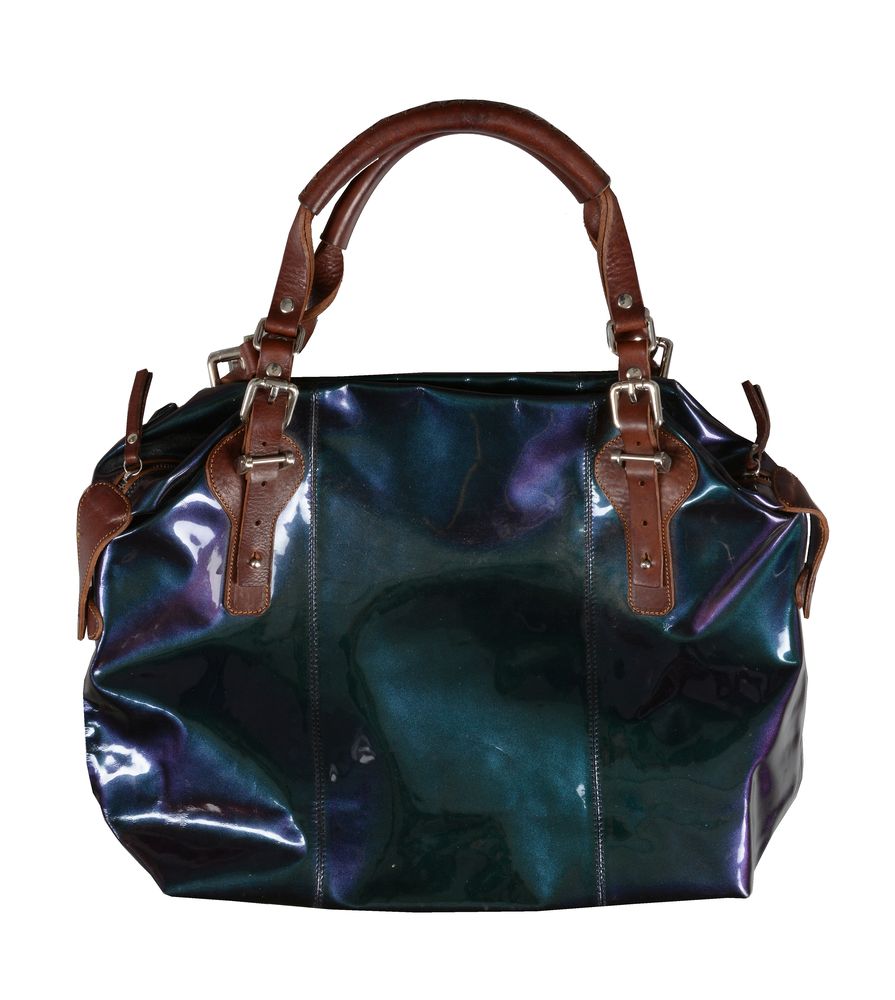 Pauric Sweeney, a patent leather handbag