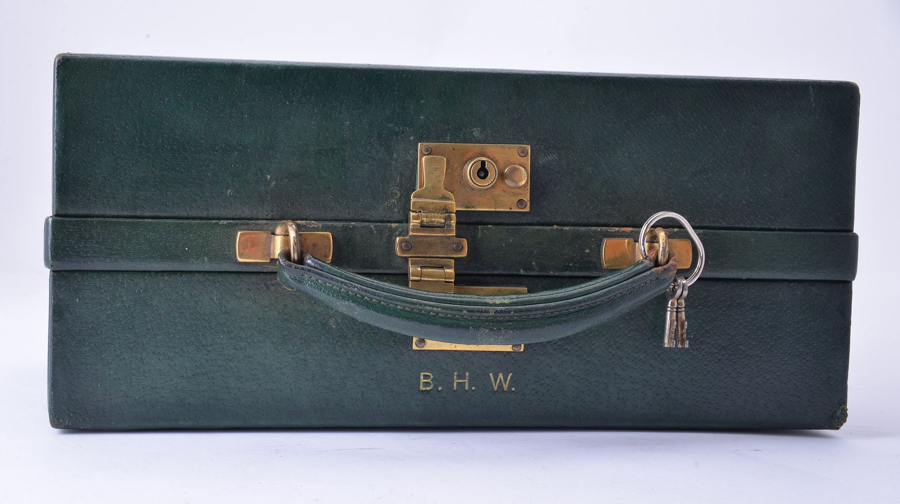 Asprey, a green leather travelling case