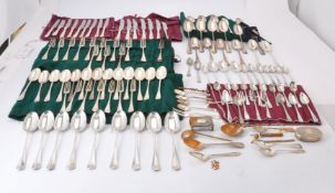 A collection of electro-plated flatware and cutlery