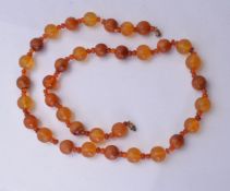 An amber bead necklace