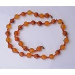 An amber bead necklace