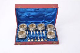 A set of six German silver parcel gilt cauldron salt cellars by Hessenberg & Co.