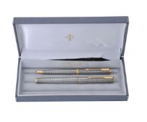 Parker, Premier Cisele, a silver fountain pen and ball point pen