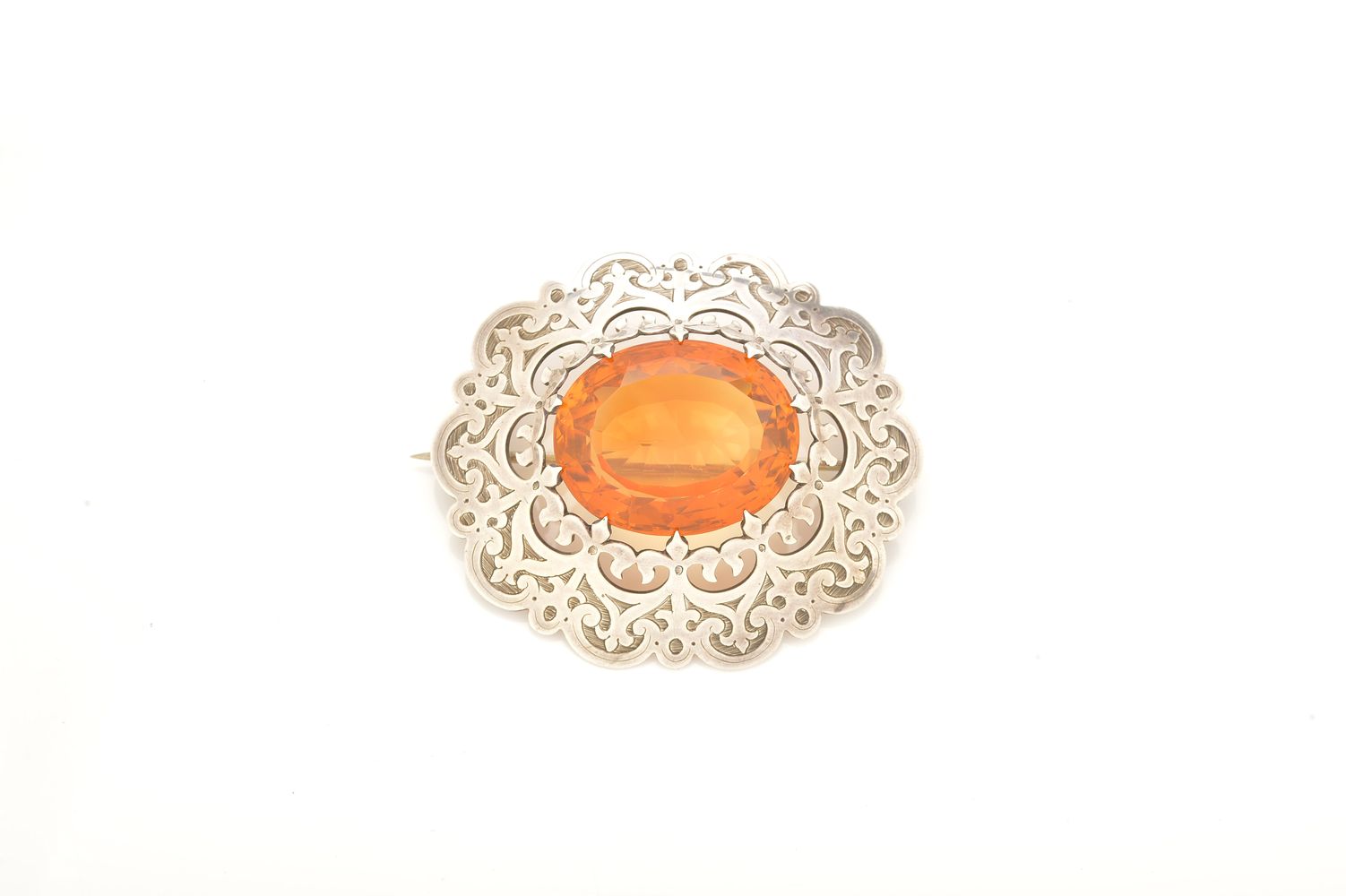 A Victorian Scottish citrine and silver brooch