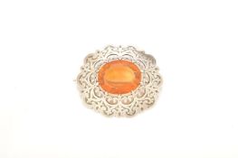 A Victorian Scottish citrine and silver brooch