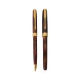 Parker, Sonnet A, a brown laque fountain pen and ball point pen