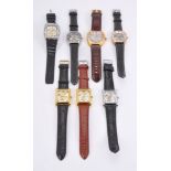 A collection of seven wrist watches with skeleton dials