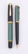 Pelikan, Souveran M1000, a green fountain pen and a propelling pencil