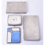 Four silver rectangular cigarette cases