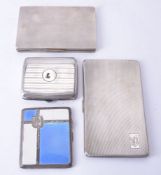 Four silver rectangular cigarette cases