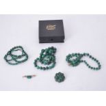 A malachite bead necklace