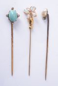 A 19th century baroque pearl and diamond stickpin