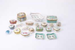 A collection of Continental porcelain boxes and the like