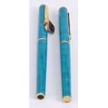 Parker, 95, a turquoise laque fountain pen and roller ball pen