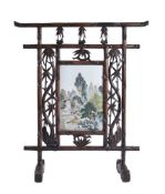 A framed Chinese famille rose 'Landscape' panel