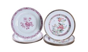 A group of eight Chinese export plates