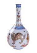 A small Chinese porcelain Dutch-decorated bottle vase
