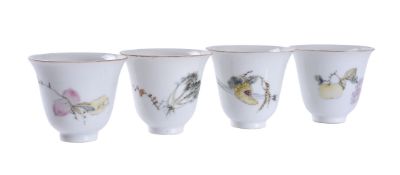 A group of four Chinese qianjiang-style wine cups