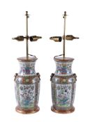 A pair of Cantonese 'Famille Rose' vases