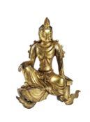 A Chinese gilt-bronze seated figure of Buddhistava