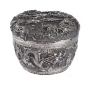 A Chinese export silver 'dragon' box