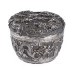 A Chinese export silver 'dragon' box