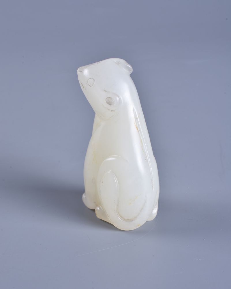 A Chinese white jade carving of a beast - Image 3 of 5
