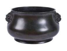 A Chinese bronze two-handled censer