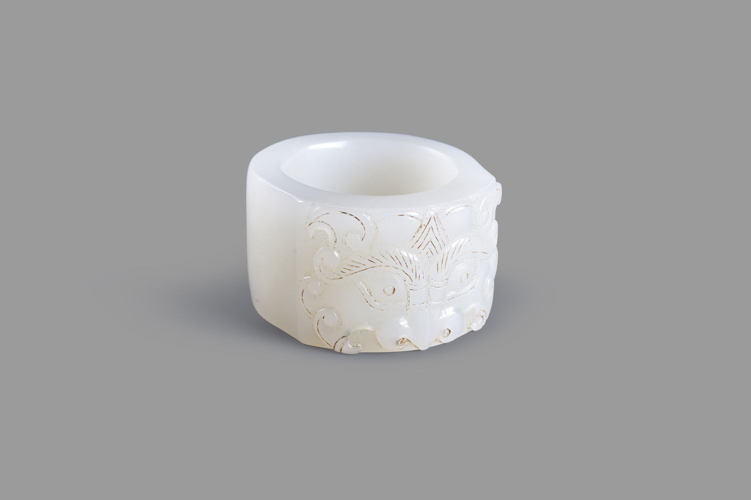 A Chinese white jade archer's ring