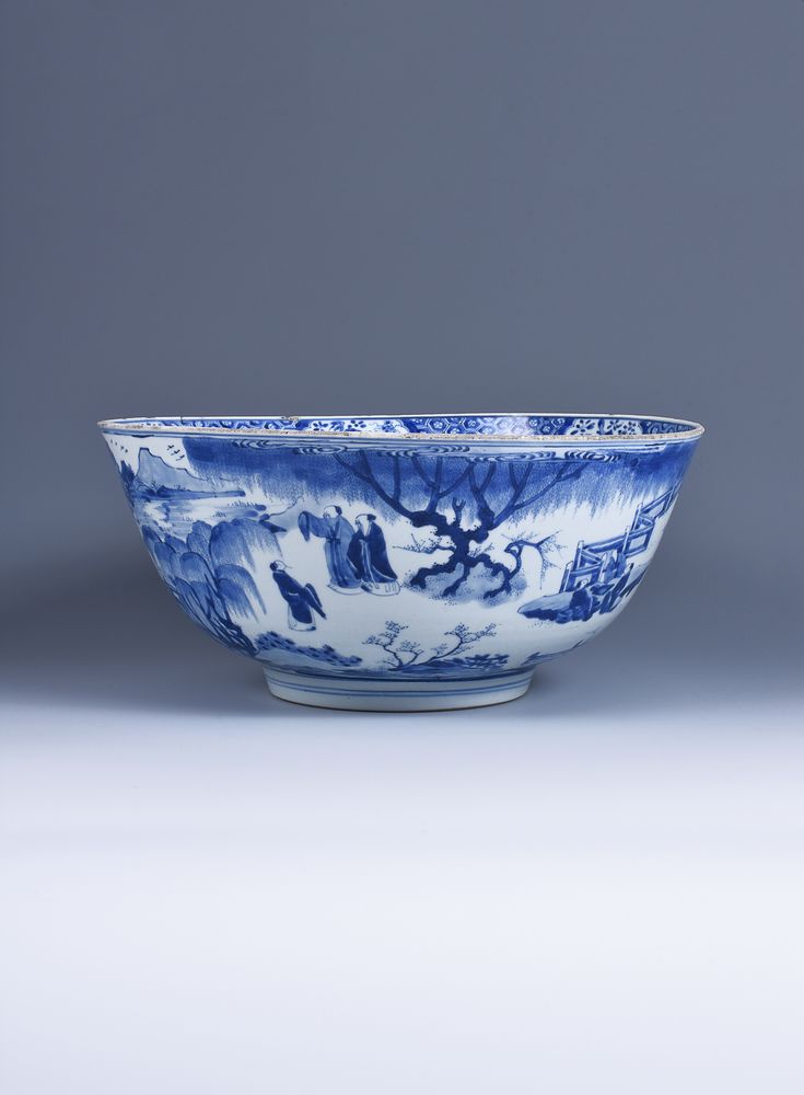 An attractive Chinese blue and white punch bowl