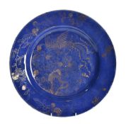 A Chinese powder-blue and gilt dish