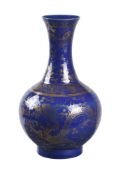 A Chinese blue ground 'dragon vase'