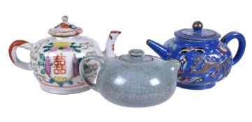 Three Chinese teapots