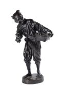 A Large Tokyo School Style Bronze figure of a Street Peddler