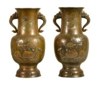 A Pair of Japanese Bronze Vases