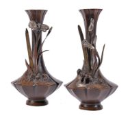 A Pair of Japanese Bronze Vases