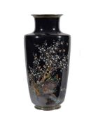 Namikawa Style: A Large Japanese Silver Wire Cloisonné Enamel Vase of tapered