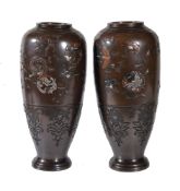 A Pair of Japanese Bronze Vases