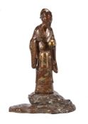 A Japanese Red-Bronze Figure of a Chinese Sage