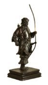 Akasofu Gyokko: A Large Japanese Bronze Figure of a Man standing on a rectangular base