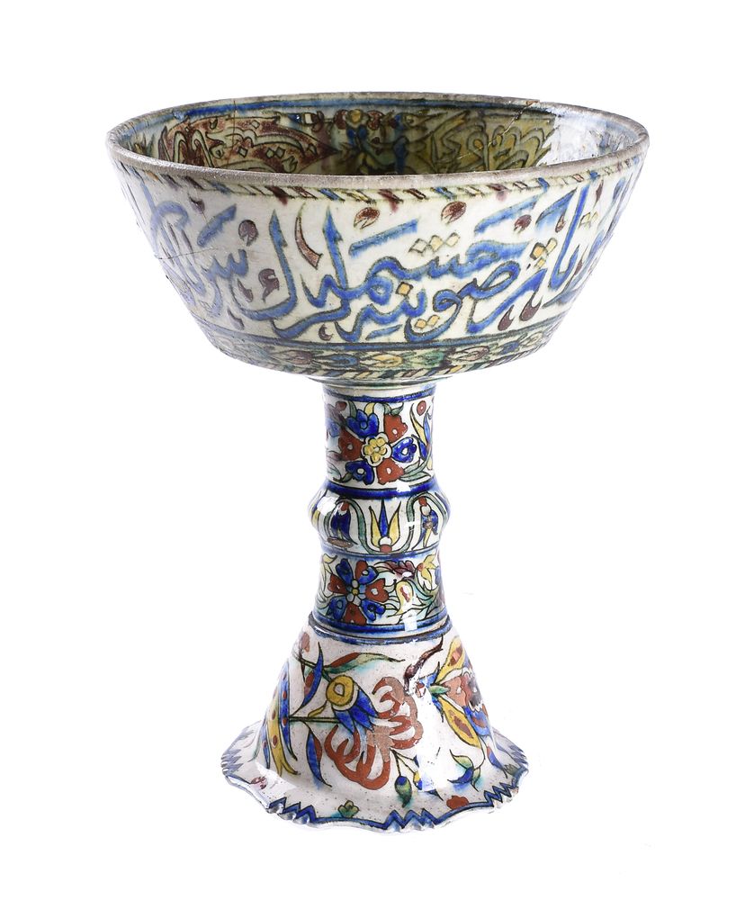 Two Kutahya and one Qajar pottery vessels