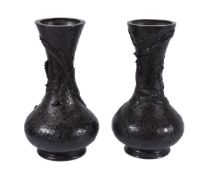 A Pair of Japanese Bronze Vases